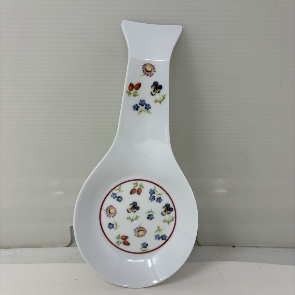 Vintage Villeroy & Boch Petite Fleur Melamine Spoon Rest Hard Plastic EUC